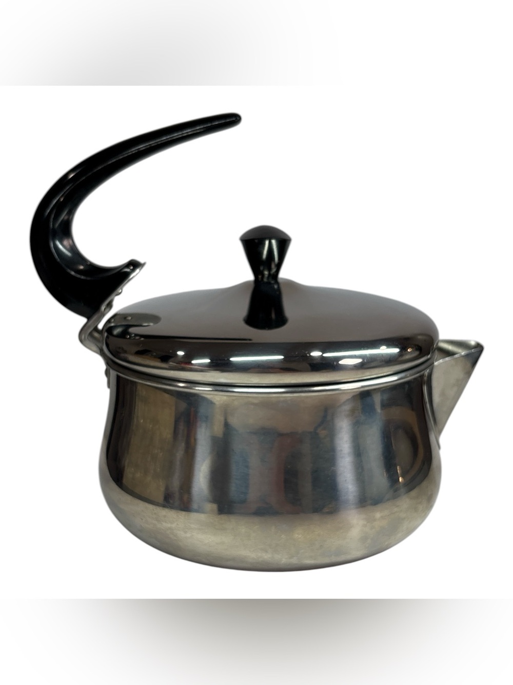 Farberware Swoop Handle Teapot Tea Pot Kettle 2qt 8 Cup #762 Mid Century Modern